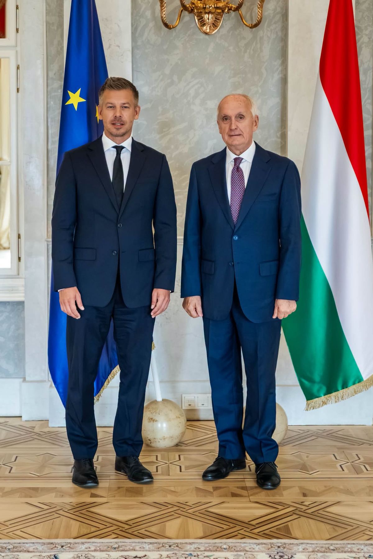 Magyar Péter kormányfő és Baka András államfő. Forrás: Facebook.