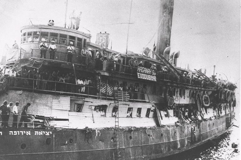 A crowd of Jewish immigrants waiting for the boat to dock on July 18, 1947 as they arrive on the "Exodus 1947" ship to Haifa harbor. On November 29, 1947, the United Nations' General Assembly voted resolution 181 on the division of Palestine in two states, one Jewish and one Arab. On November 29, 1947, the United Nations' General Assembly voted resolution 181 on the division of Palestine in two states, one Jewish and one Arab. On November 29, 1947, the United Nations' General Assembly voted resolution 181 on the division of Palestine in two states, one Jewish and one Arab. The State of Israel was founded on 14 May 1948 by the Jewish National Council and was recognized by the United States and the Soviet Union 15 and 17 May the same year. The State of Israel was founded 14 May 1948. The Allied Arab forces entered Palestine 15 May 1948. (Photo by FILES-GPO / AFP)