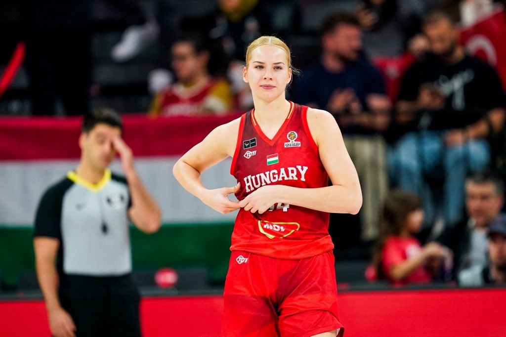 Dorka Juhasz of Hungary looks on during the Women's World Cup 2026 Qualifier between Turkiye and Hungary at Turkcell Basketball Development Center in Istanbul, Turkey, on March 17, 2026. (Photo by Yagiz Gurtug/NurPhoto) (Photo by Yagiz Gurtug / NurPhoto via AFP)