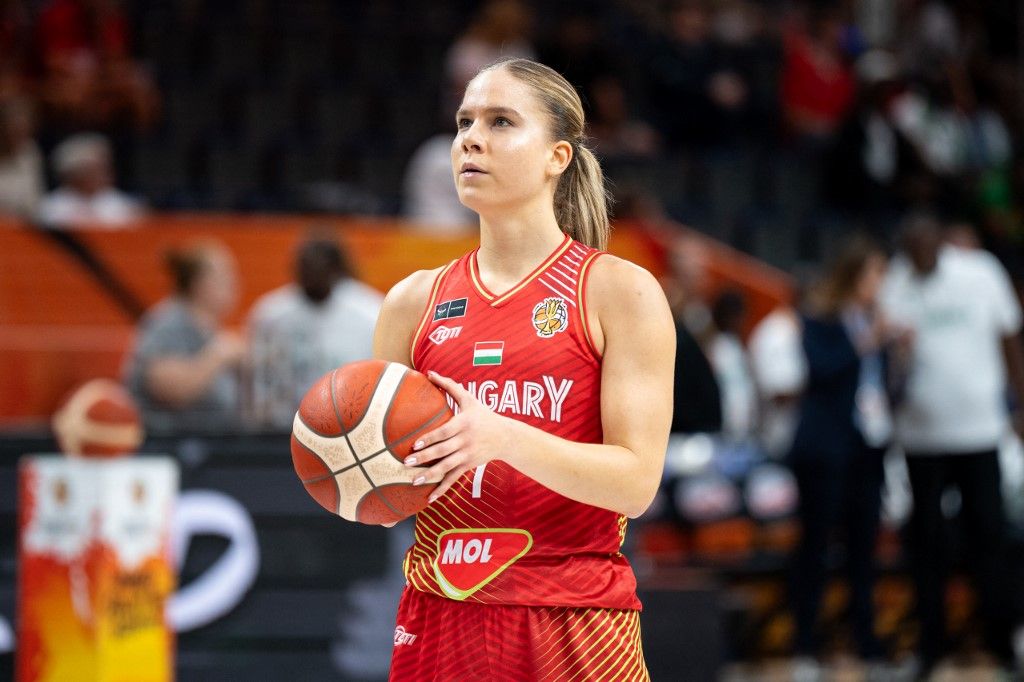 Veronika Kanyasi plays during the FIBA Women's Basketball World Cup 2026 match between Nigeria and Hungary in Berlin, Germany, on September 5, 2026. (Photo by Marcin Golba/NurPhoto) (Photo by Marcin Golba / NurPhoto via AFP)