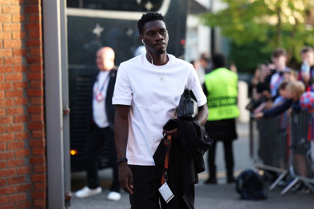 Ismaila Sarr of Crystal Palace arrives at the stadium before the UEFA Europa League match between Crystal Palace and Lech Poznan at Selhurst Park in London, on September 17, 2026. (Photo by Tiego Grenho/MI News/NurPhoto) (Photo by MI News / NurPhoto via AFP)