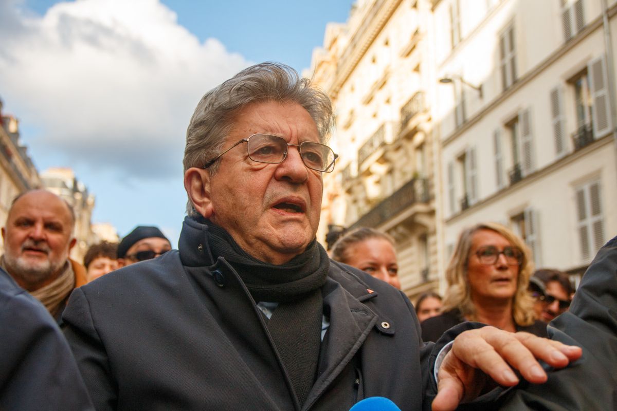 Jean-Luc Melenchon, during the October 17 demonstration in Paris, in the Ile-de-France region of France, on October 17, 2026.
Jean-Luc Melenchon, pendant la manifestation du 17 octobre a Paris en Ile de France en France le 17 octobre 2026. (Photo by Augustin Pasquini / Hans Lucas via AFP)