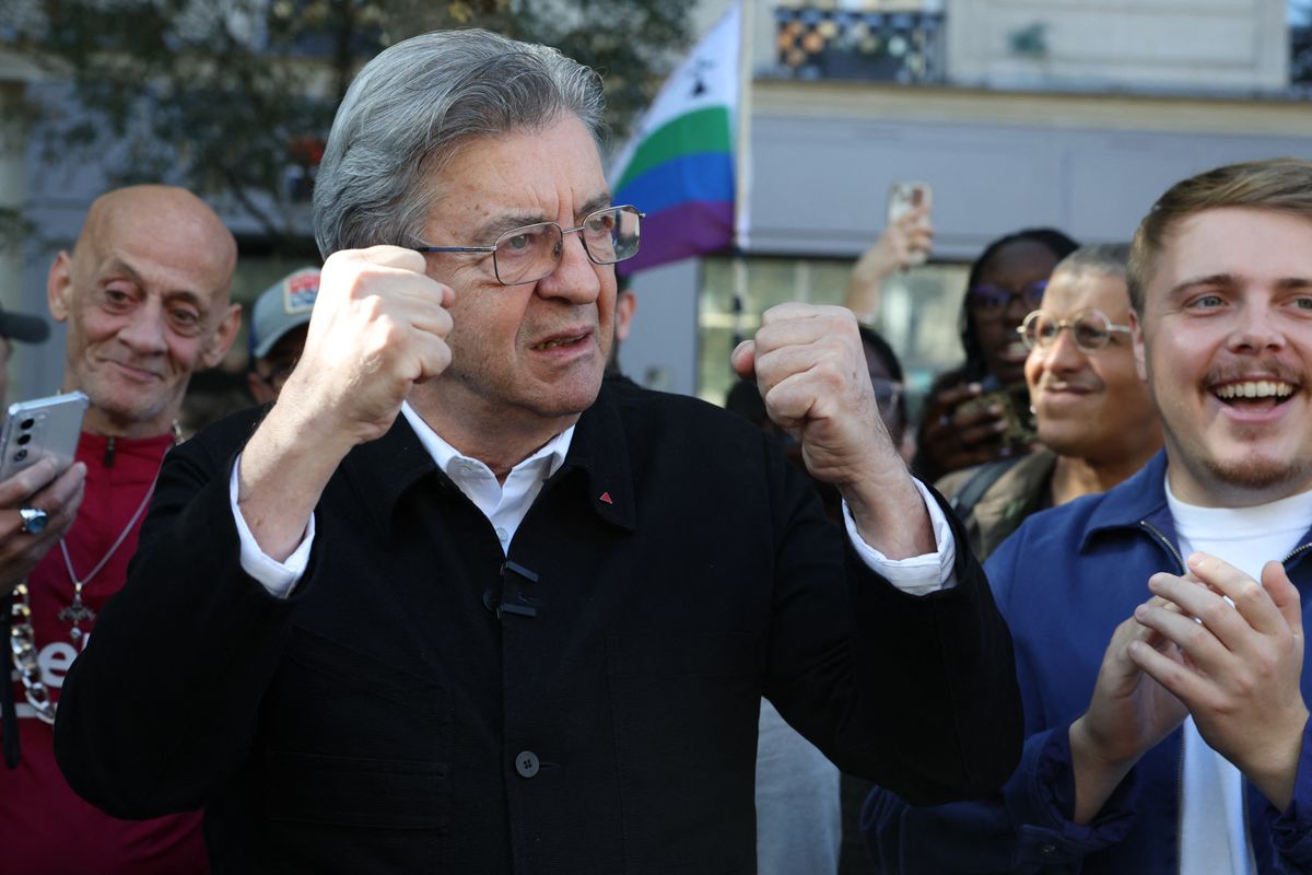 Jean-Luc Mélenchon baloldali elnökjelölt (Fotó: KENZO TRIBOUILLARD / AFP)